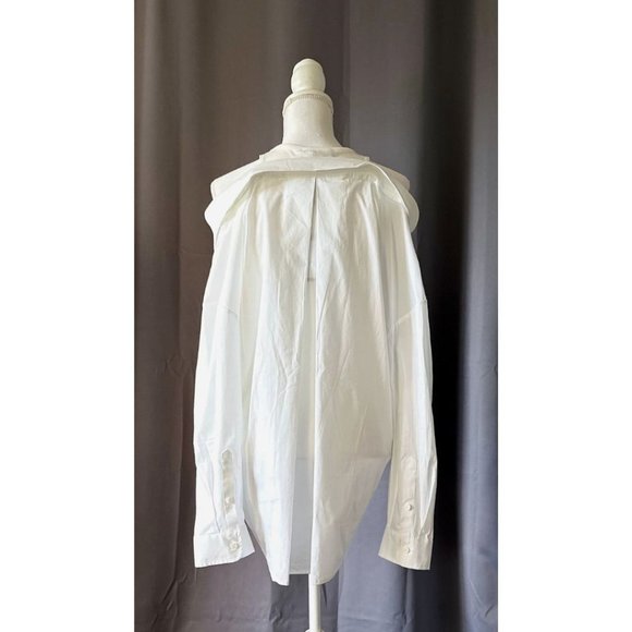 DKNY Cotton Poplin women’s buttoned closure oversized Top shirt size M - Picture 2 of 10